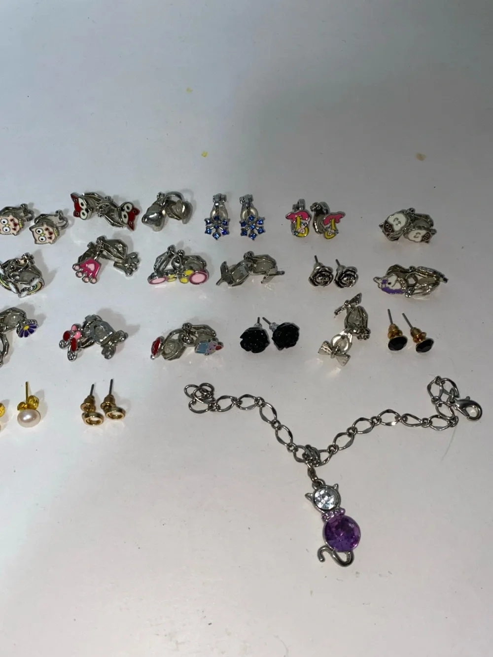 Lot of 20 vintage girls' clip-on stud earrings